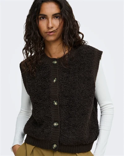 JDY - JDYEira Life On Button Vest - Chocolate Torte